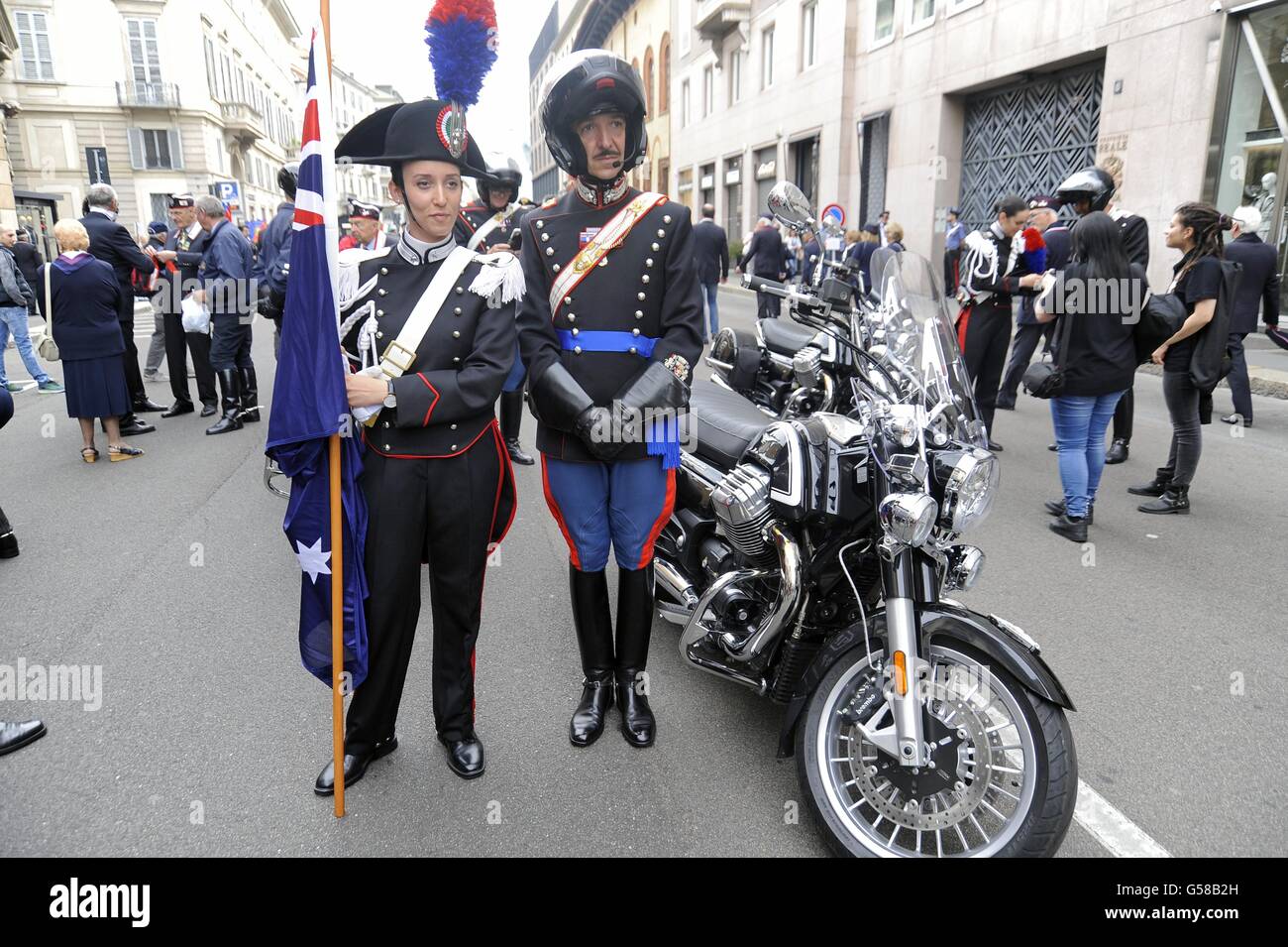 Carabinieri National Association gathering to celebrate 202 anniversary  of foundation; Cuirassiers on motorcycles Stock Photo