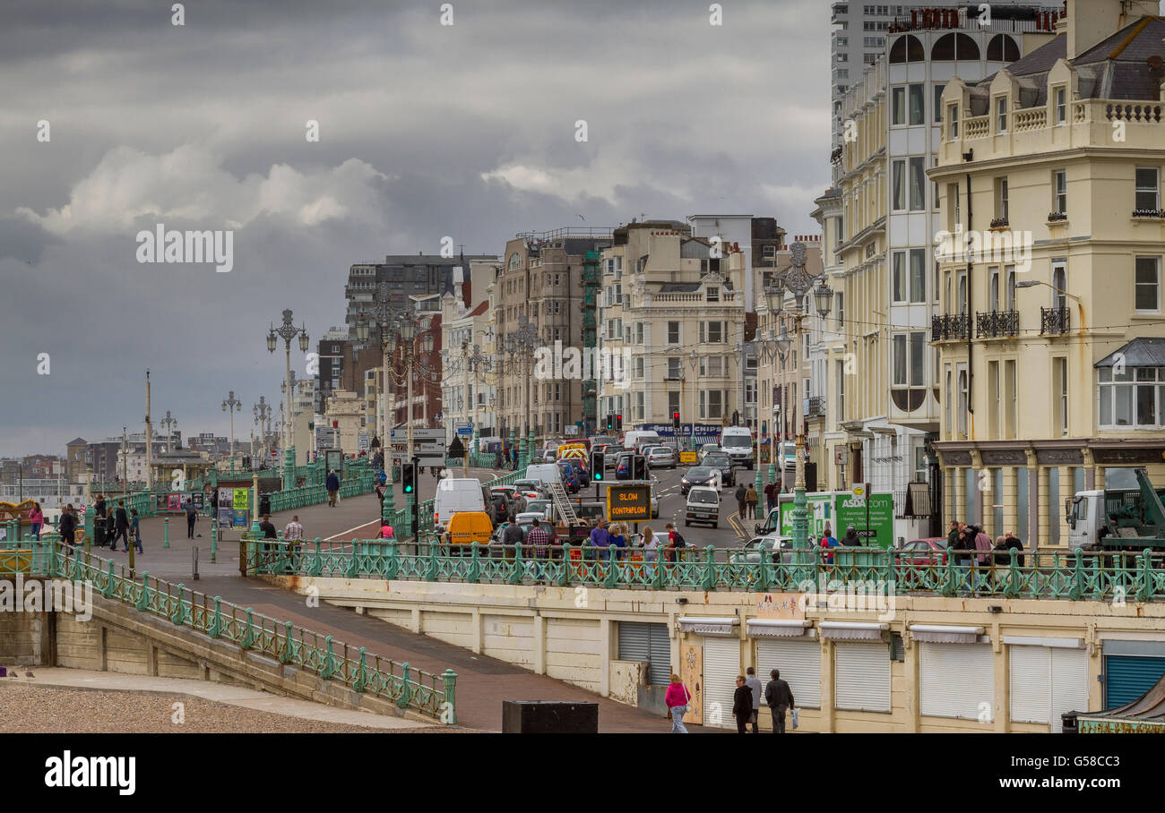 Brighton Seafront on a grey overcast day , Brighton , East Sussex , UK Stock Photo