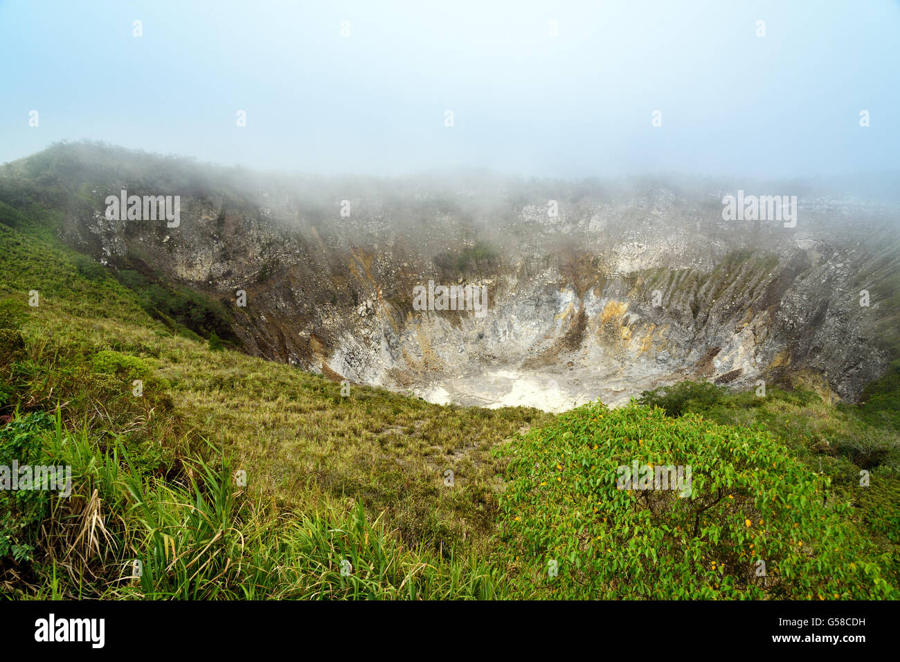 Crater of Volcano Mahawu near Tomohon. North Sulawesi. Indonesia Stock Photo