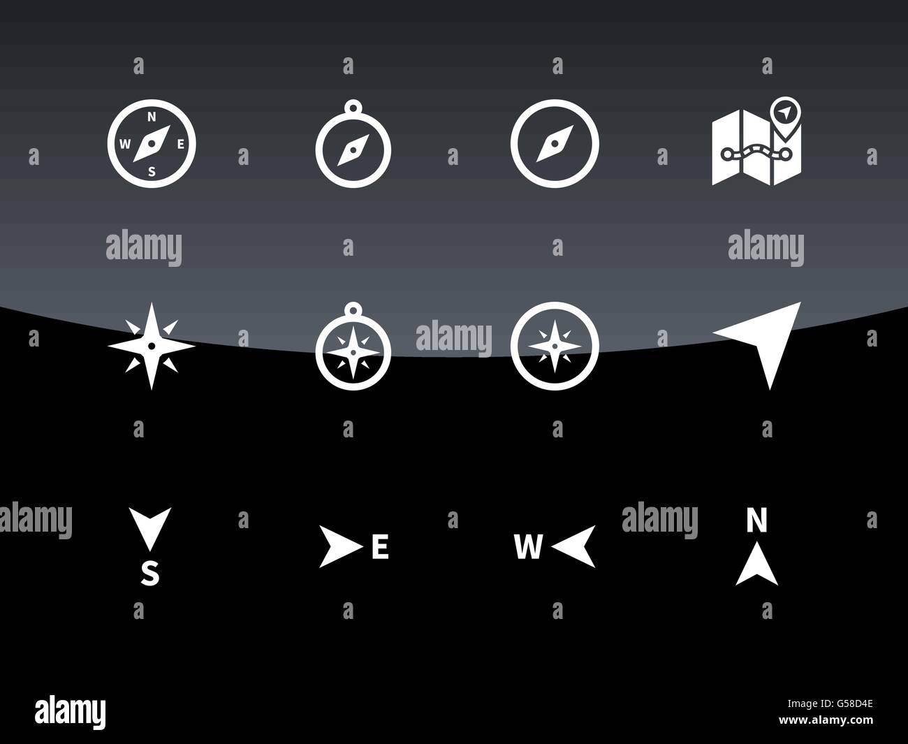 Compass icons on black background Stock Vector Image & Art - Alamy
