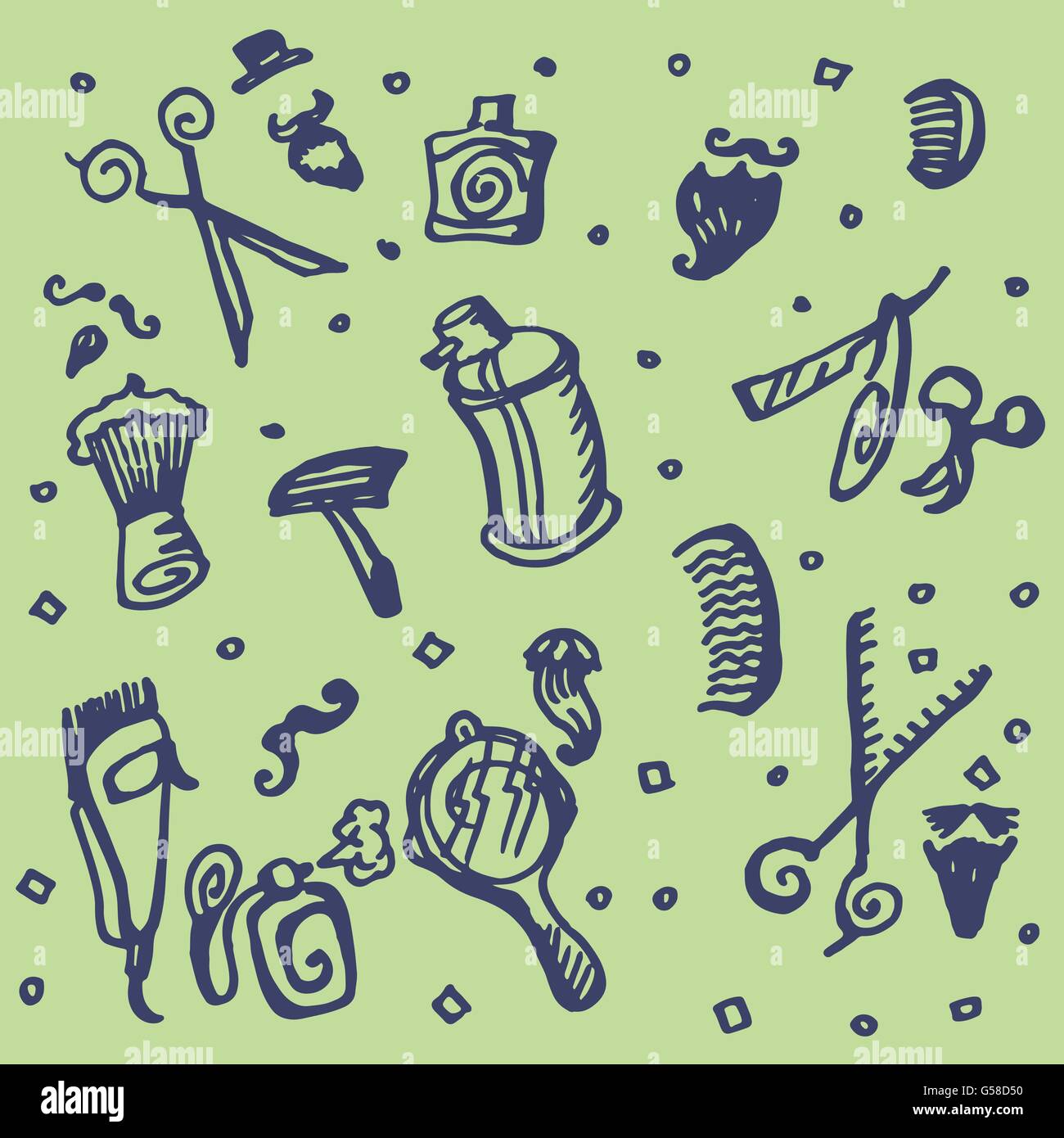Barber shop. Vector. Drawn by hand. Items for hairdressers Stock Vector ...