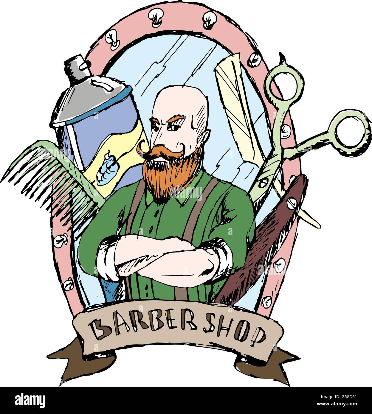 Barber shop. Vector. Drawn by hand. Items for hairdressers Stock Vector ...