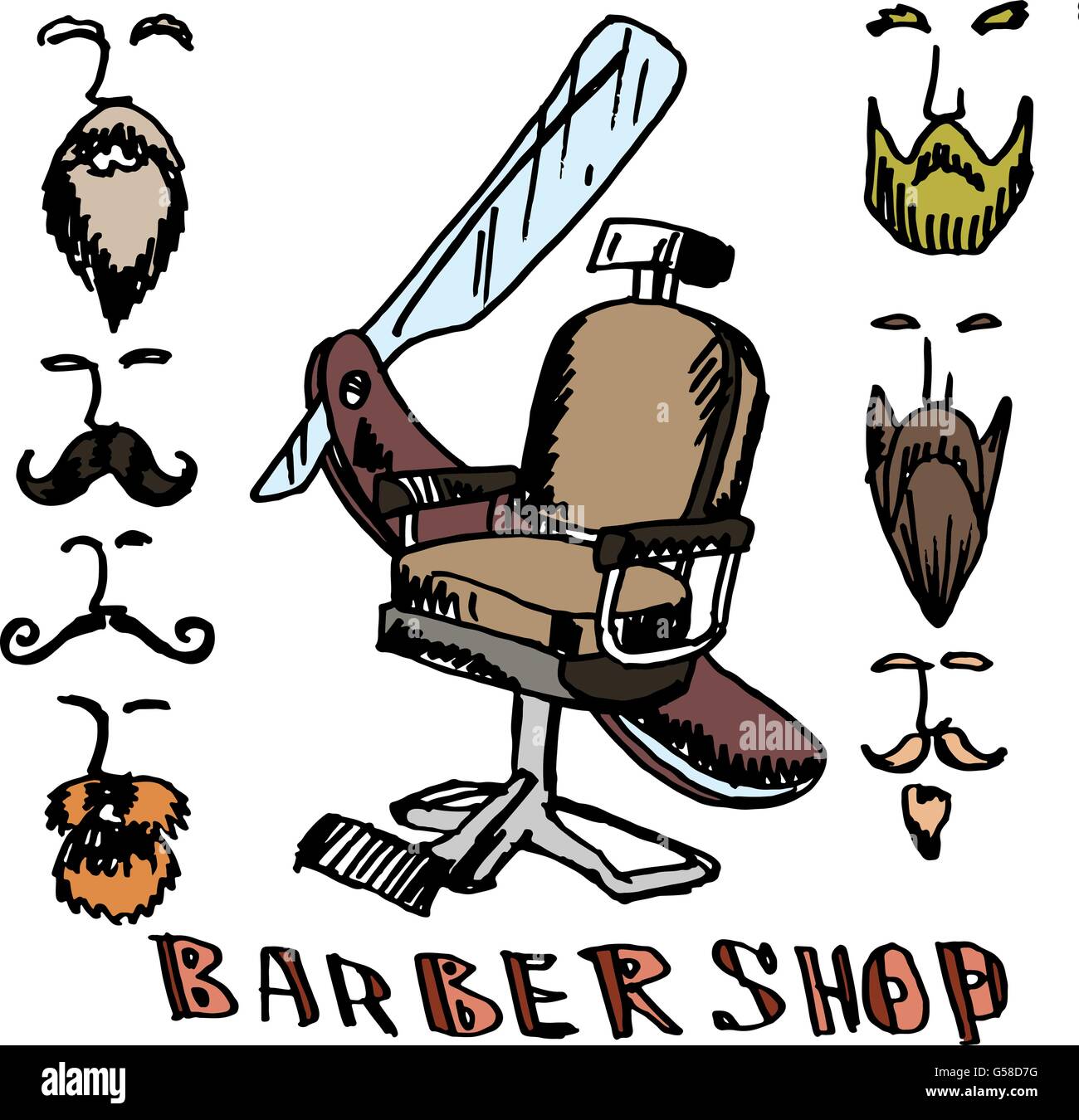 Barber shop. Vector. Drawn by hand. Items for hairdressers Stock Vector ...