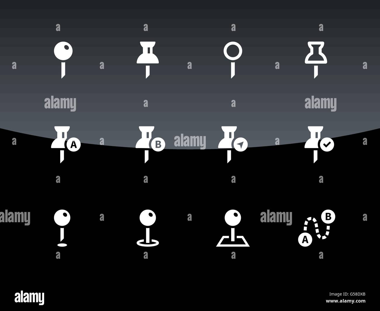 Mapping Pin icons on black background Stock Vector Image & Art - Alamy