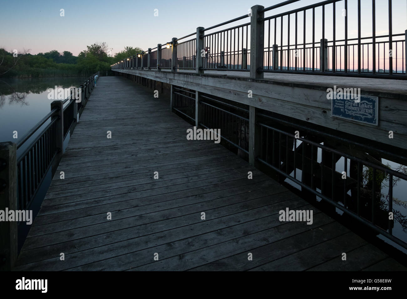 Fishing Bridge over the White River at the headwaters of White Lake near between Montague and