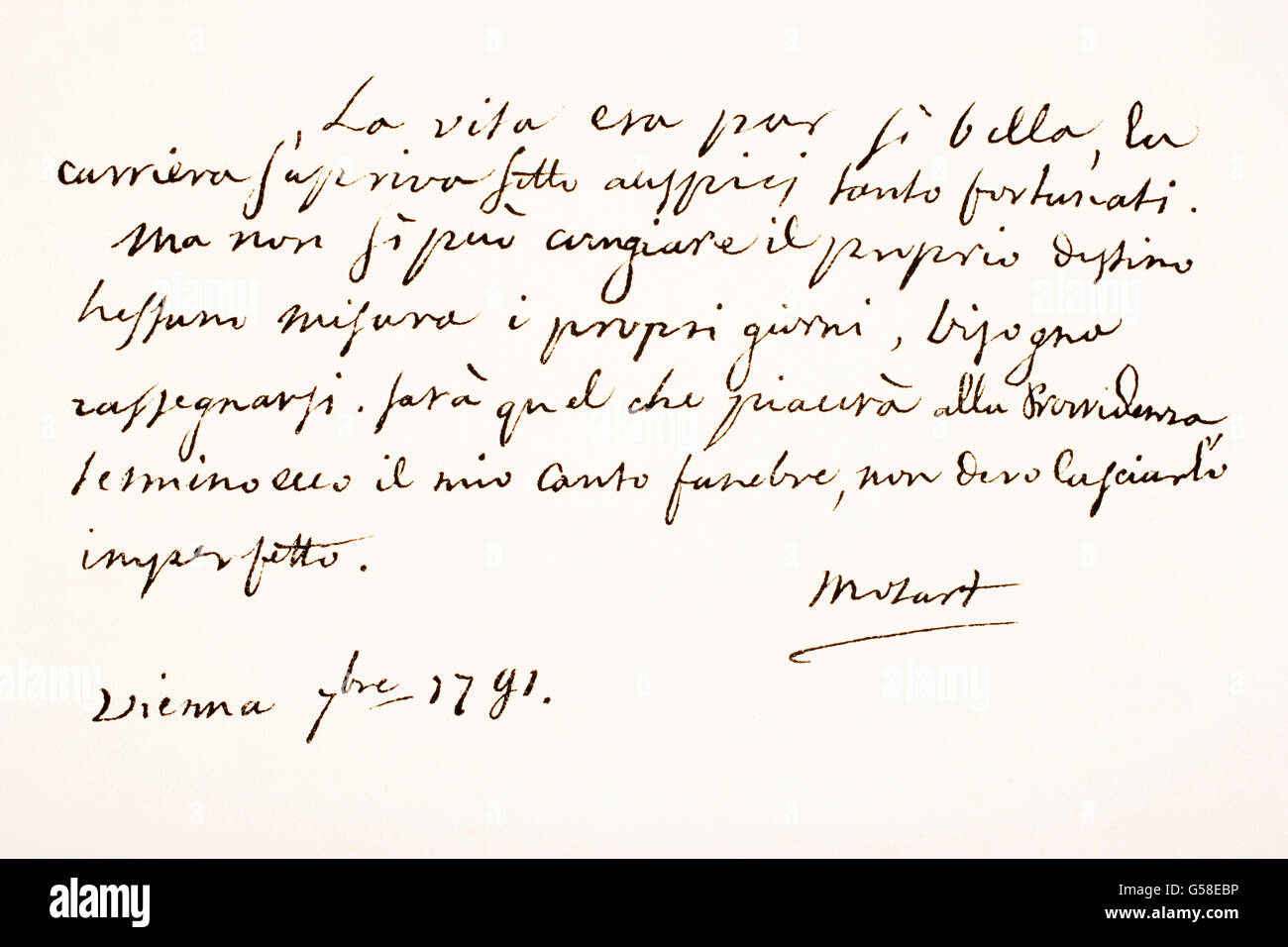 A Rare Autograph Letter Written By Wolfgang Amadeus Mozart