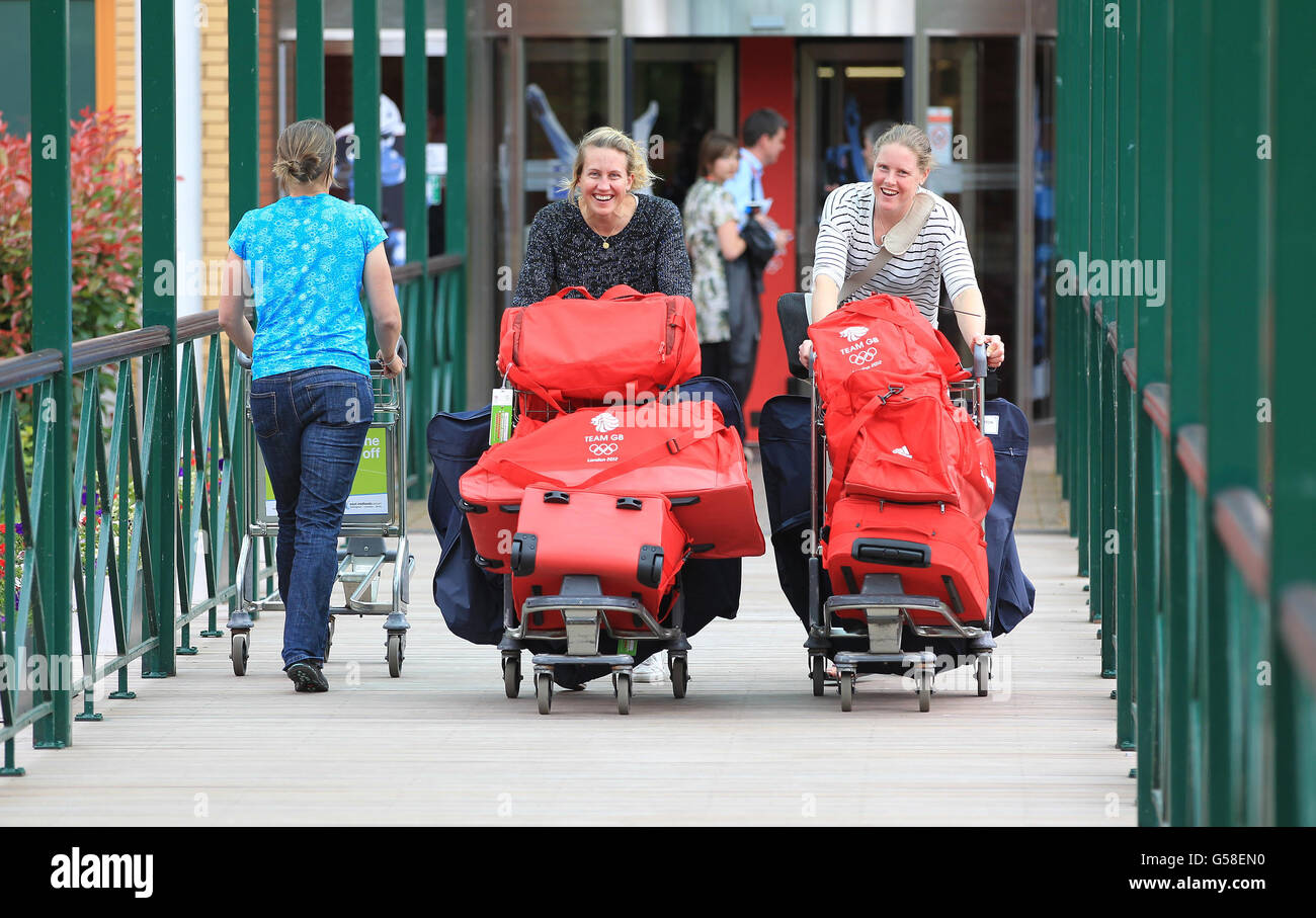 Olympics - London 2012 Olympics - Team GB Kitting Out - Sailing - Loughborough University. Athletes leave with their kit bags during the London 2012 kitting out session at Loughborough University, Loughborough. Stock Photo