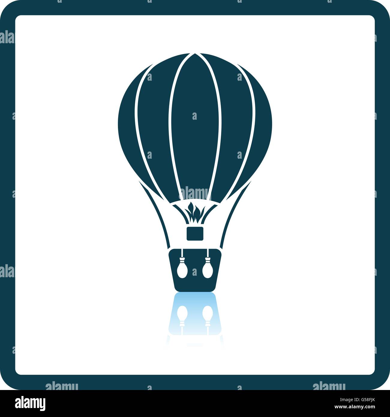 Hot air balloon icon. Shadow reflection design. Vector illustration. Stock Vector