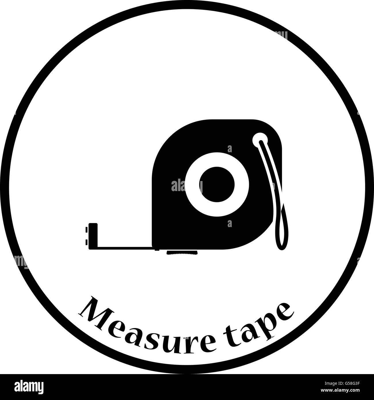 Icon of constriction tape measure. Thin circle design. Vector illustration. Stock Vector