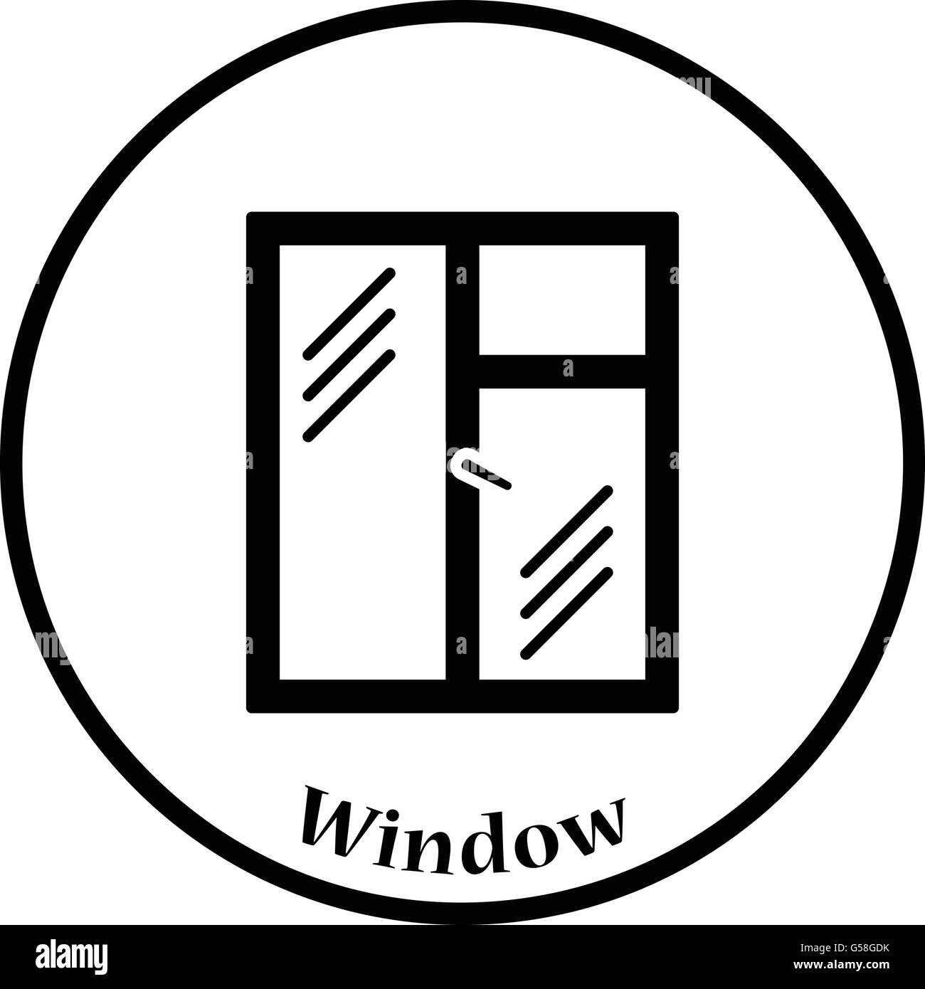 Icon of closed window frame. Thin circle design. Vector illustration