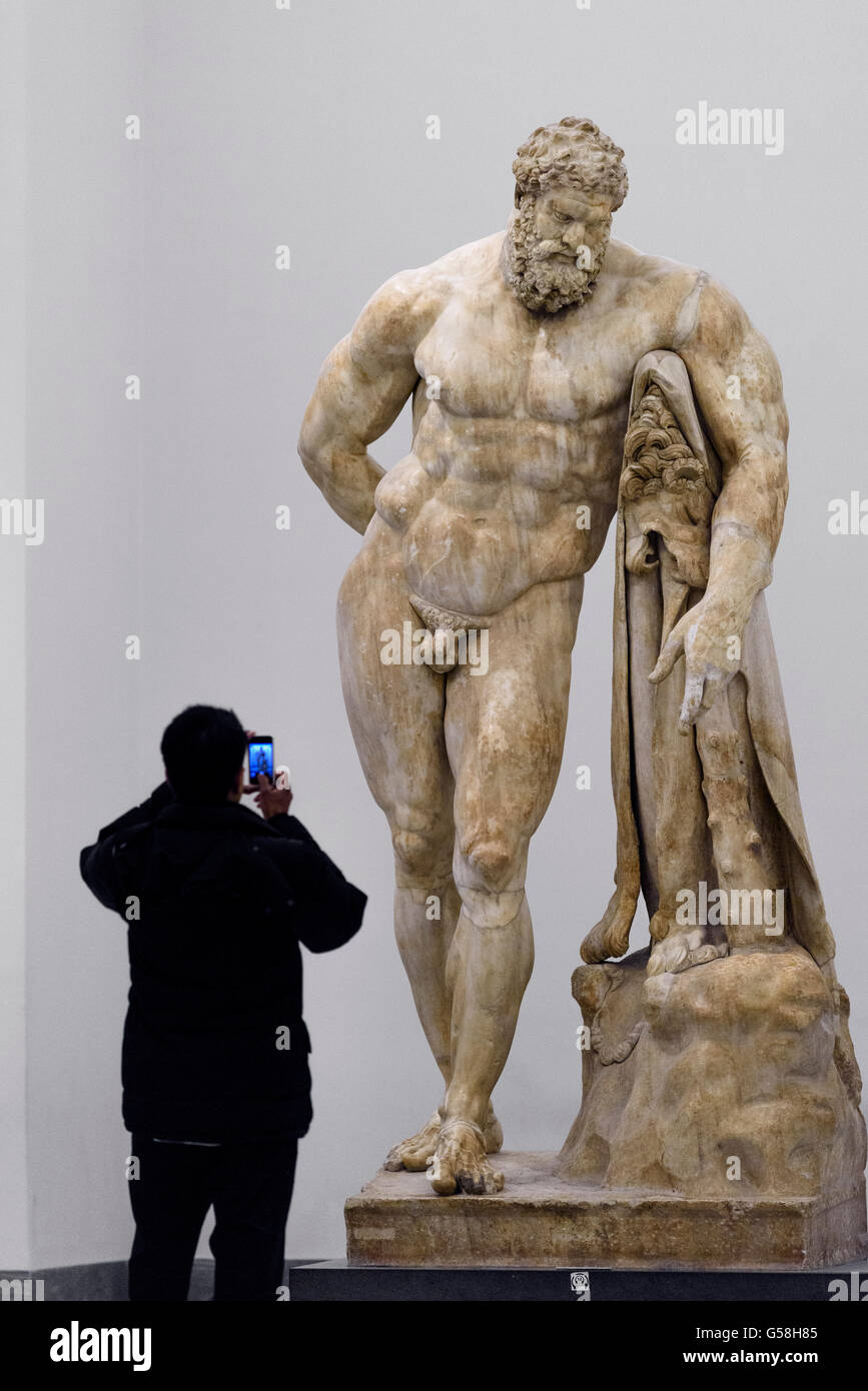 Naples. Italy. The Farnese Hercules, Naples National Archaeological Museum. Stock Photo