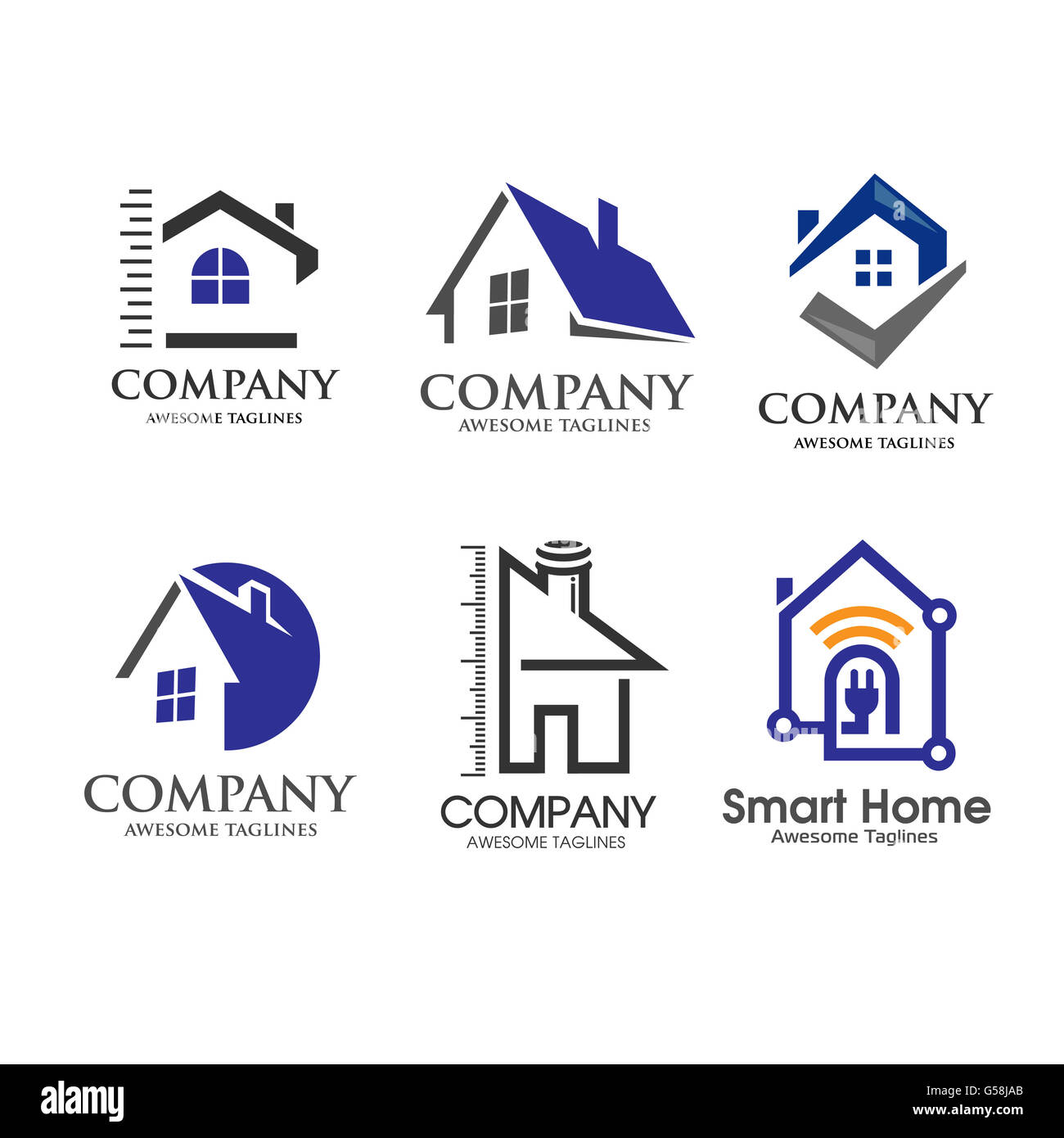 home design, creative design projects. Real estate logo set Stock Photo