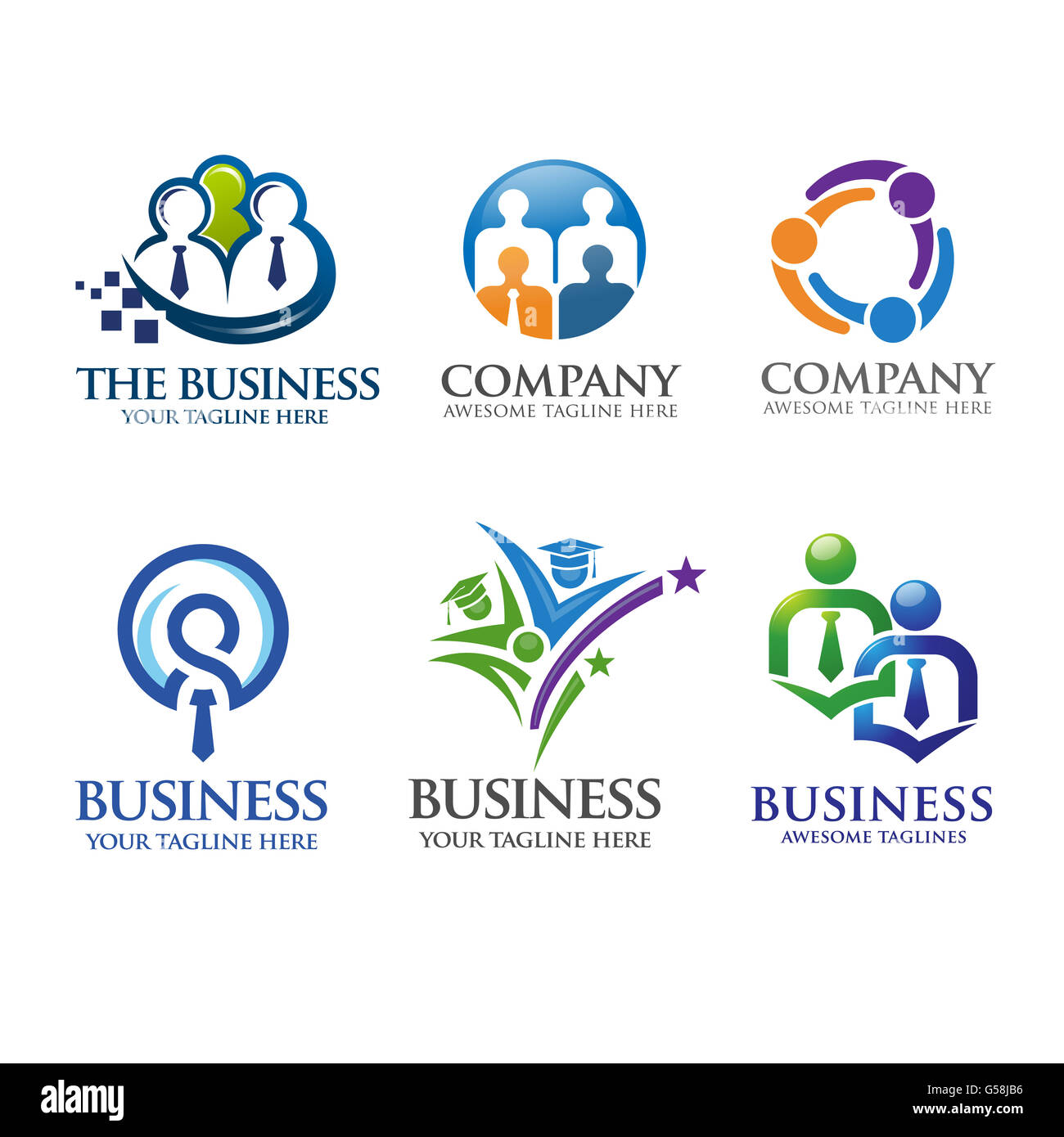 elegant concept people business and leadership logo vector set Stock Photo