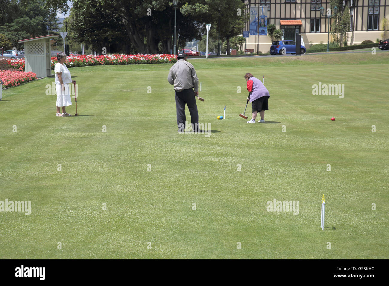 croquet at rotorua government gardens new zealand Stock Photo Alamy
