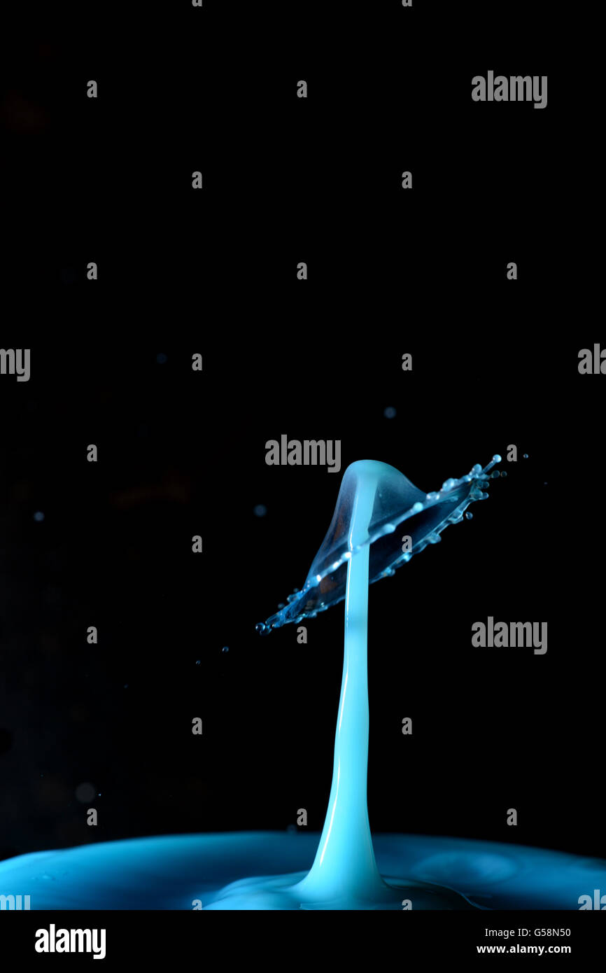 splash from collision of water drops captured with high speed photography Stock Photo