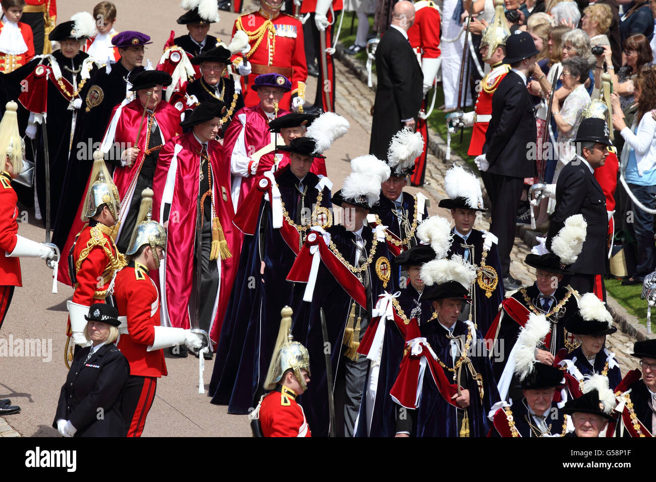 Garter Knights walk from Windsor Castle to King VI chapel for
