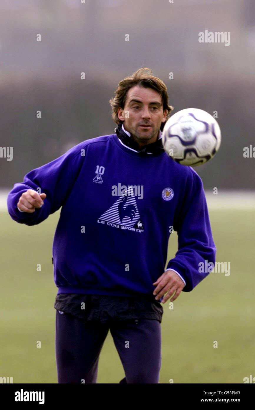 Leicester City S New Signing Roberto Mancini Joins In With Training After Joining The Club From Lazio Where He Was Player Coach Stock Photo Alamy