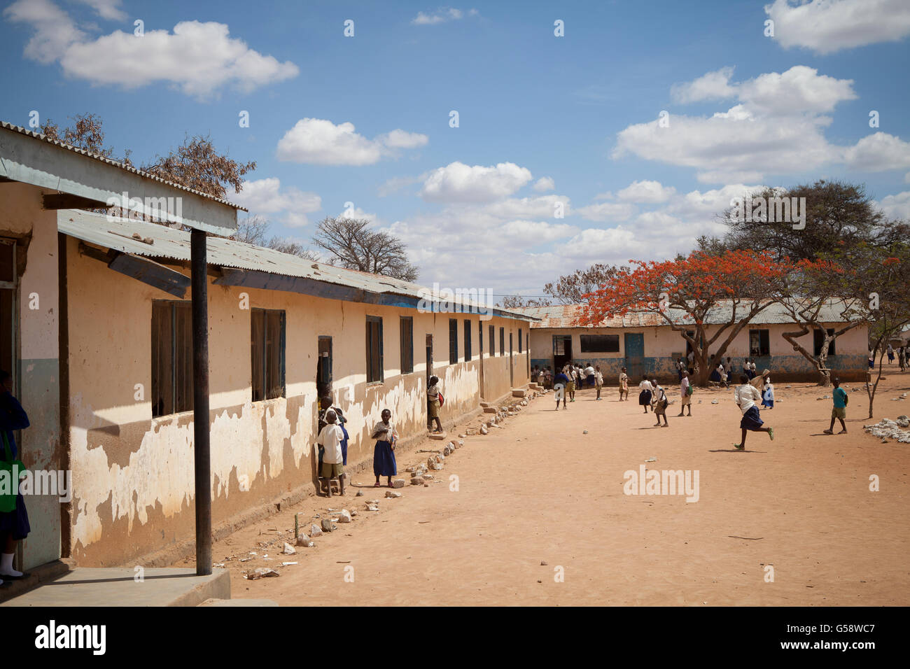 Students attend primary school in rural Dodoma Region, Tanzania. Stock Photo