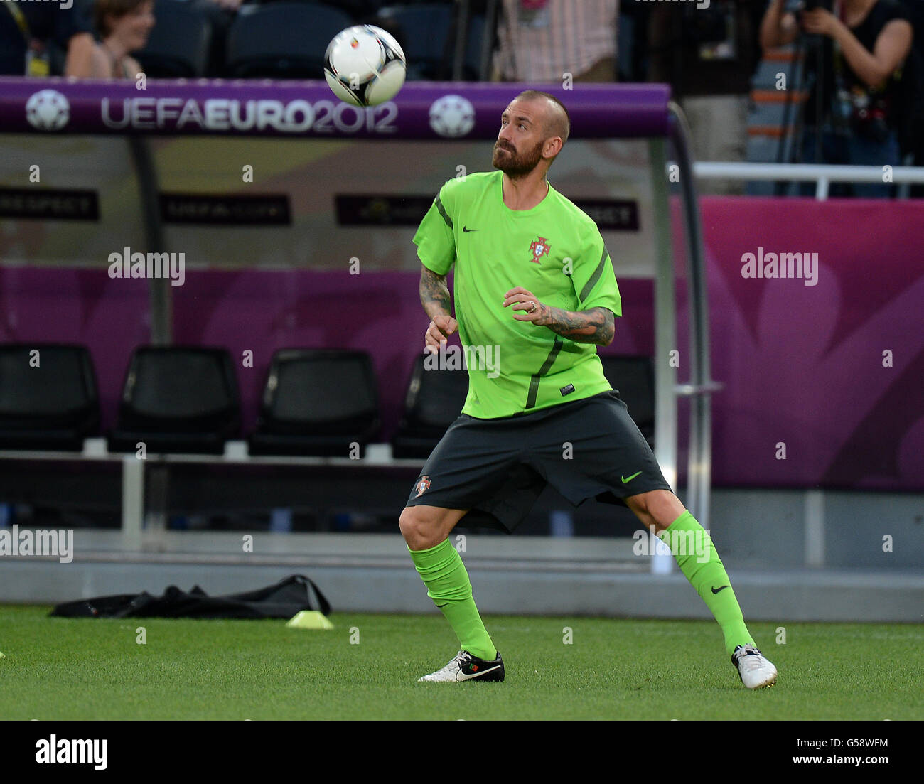 Portugal's Raul Meireles during training at the Donbass Arena in Donetsk ahead of their Semi Final match against Spain tomorrow Stock Photo