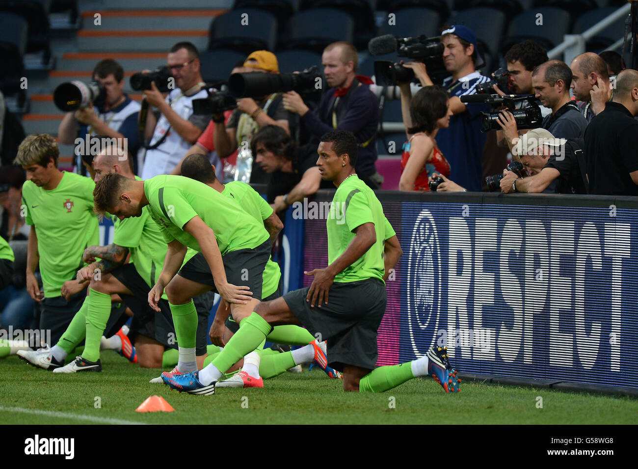 Soccer - UEFA Euro 2012 - Semi Final - Portugal v Spain - Portugal Training - Donbass Arena. Portugal's Luis Nani during training at the Donbass Arena in Donetsk ahead of their Semi Final match against Spain tomorrow Stock Photo