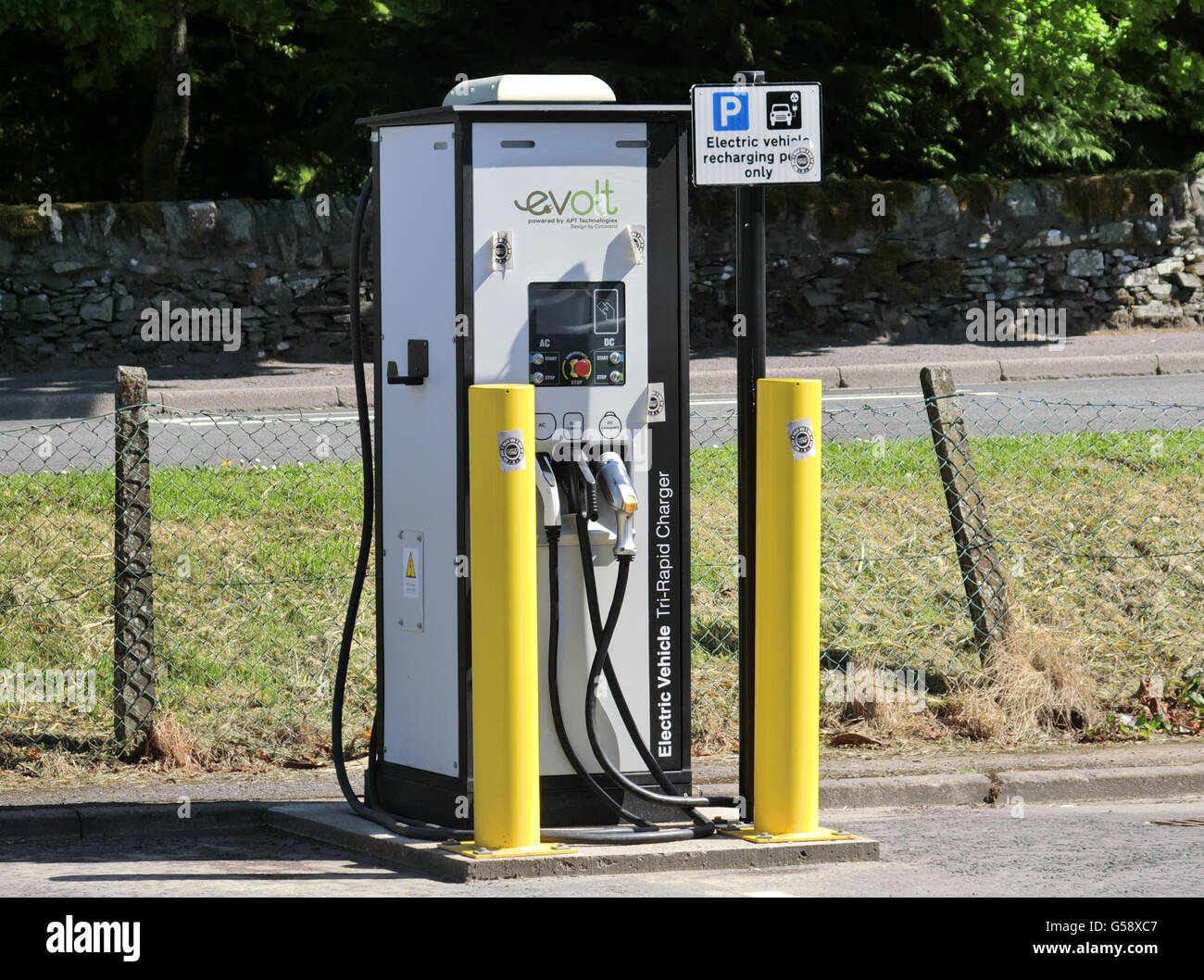 Evolt Electric Vehicle Charging Point Station, Scotland, UK Stock Photo