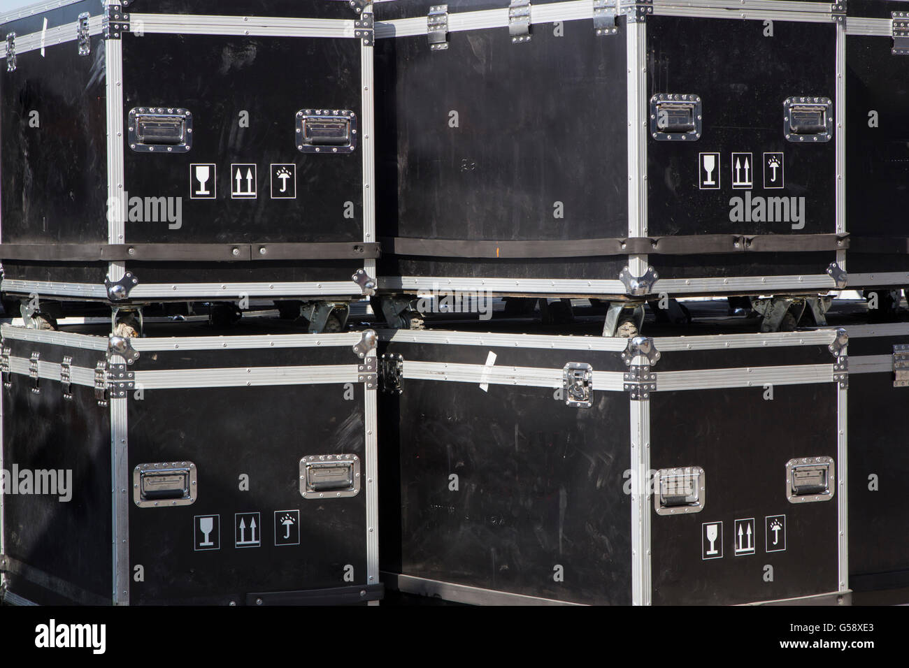 cable case and flight cases to transport safely music equipment Stock