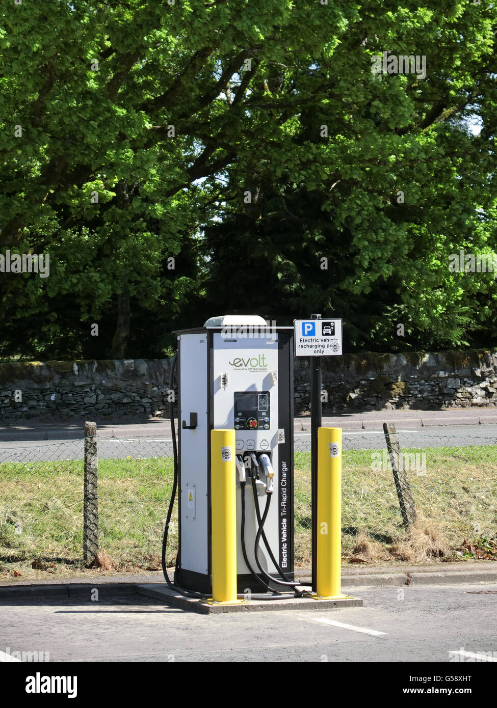 Evolt Electric Vehicle Charging Point Station, Scotland, UK Stock Photo