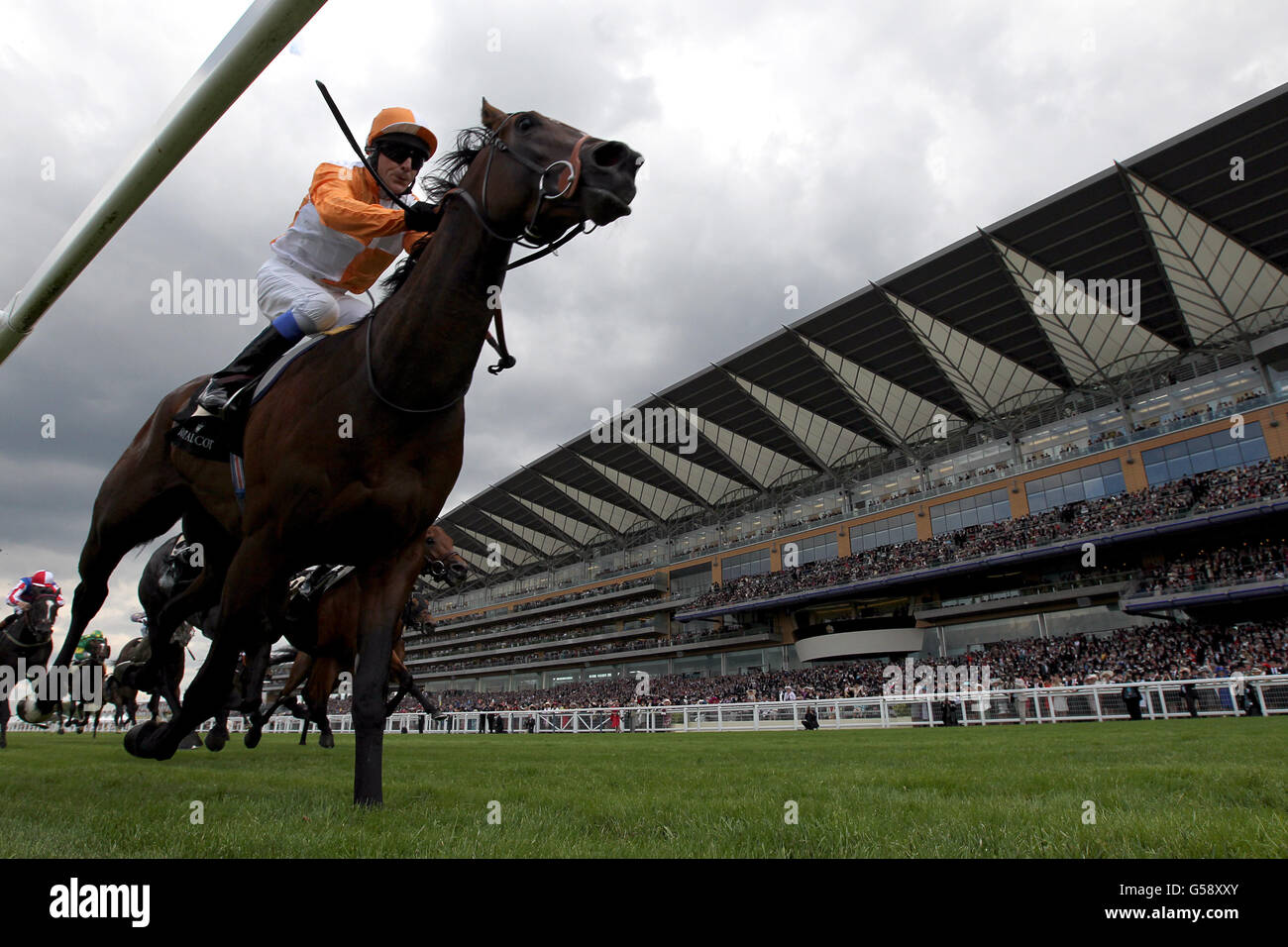 Kieran Fallon rides Most Improved on his way to victory in the St James's Palace Stakes at Ascot Racecourse Stock Photo
