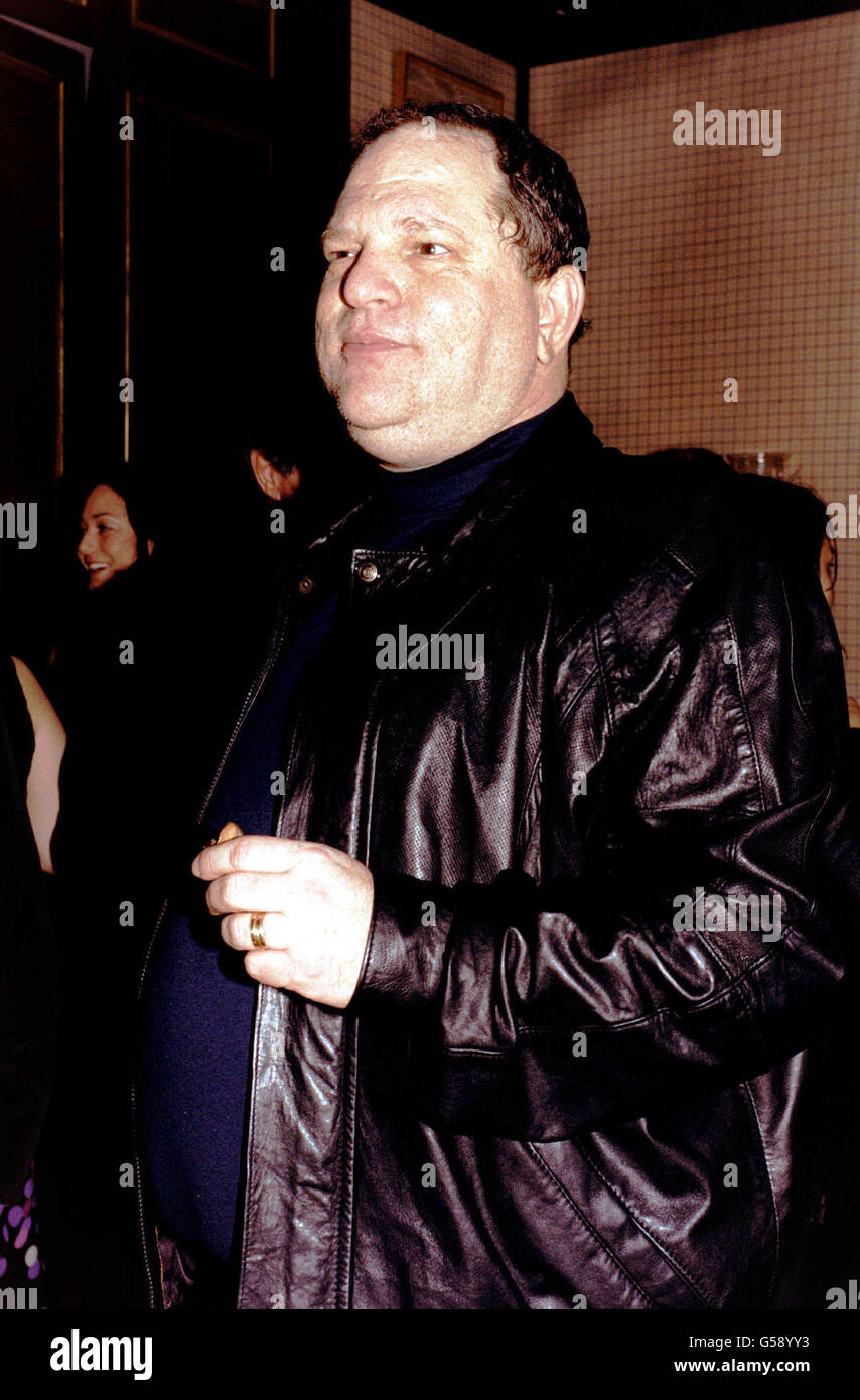 Harvey Weinstein, head of Miramax films and executive producer of Chocolat, attending the after-premiere party for the film at The Berkeley Hotel, in Knightsbridge, London. Stock Photo