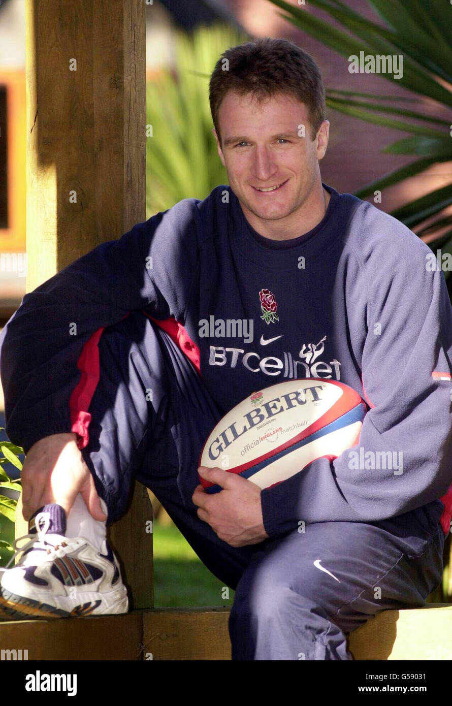 England Rugby Union team member Mike Catt at the team base in Bagshot, Surrey, ahead of their Six Nations Championship match against Italy at Twickenham on 17/02/01. Catt is in the squad to face Italy. Stock Photo