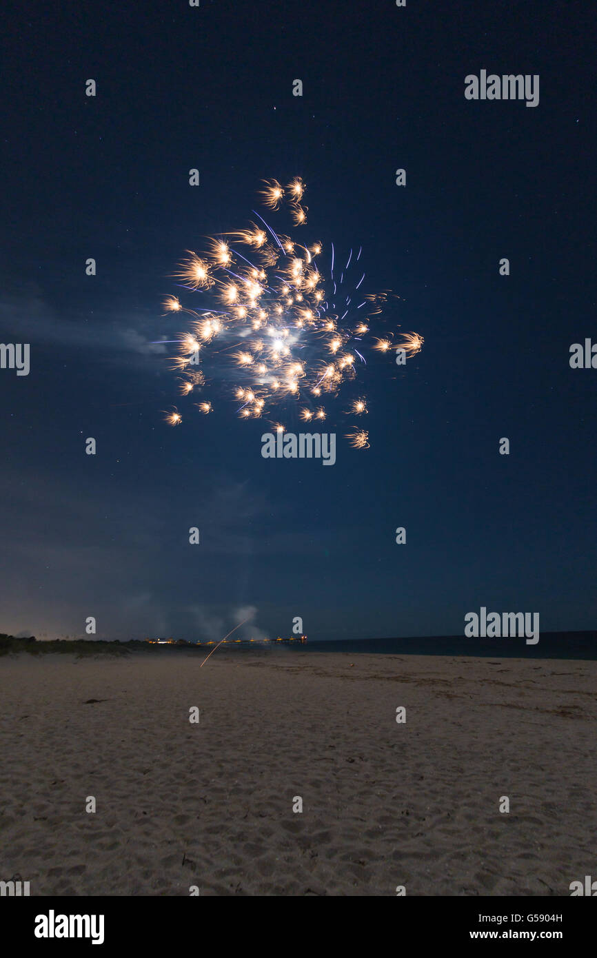Fireworks on the beach in Venice Florida Stock Photo Alamy