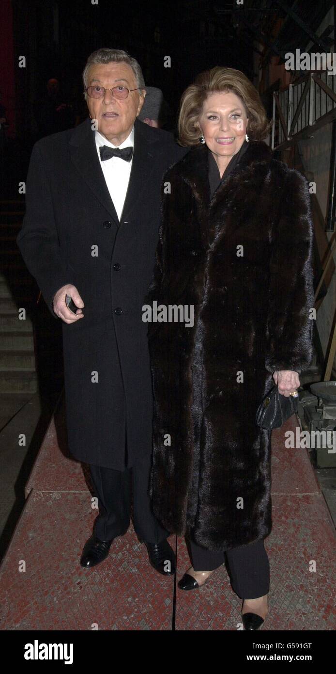 American actress Cyd Charisse arrives with a companion at the London Palladium for a tribute event to remember Hollywood legend Fred Astaire. The show was being hosted by Astaire's daughter Ava Astaire McKenzie and Beatles producer Sir George Martin. * The concert was being held in association with the Montserrat Foundation for Charitable Giving to raise money for a new culture foundation which will specialise in dance.Astaire, who died on June 22 1987 aged 88, brought elegance and style to Hollywood with his light-footed routines. Stock Photo