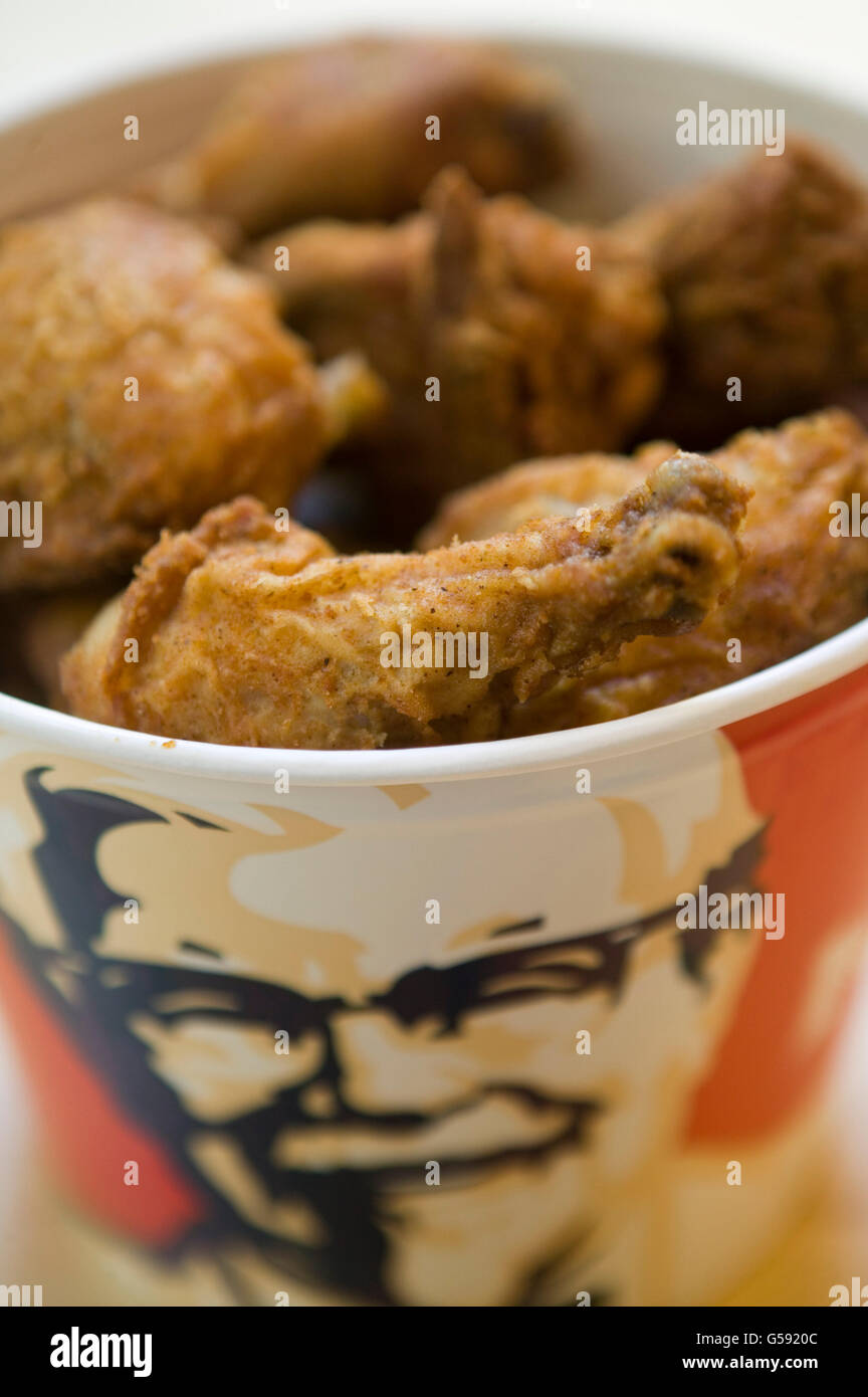 In this illustration photo a Kentucky Fried Chicken bucket of chicken