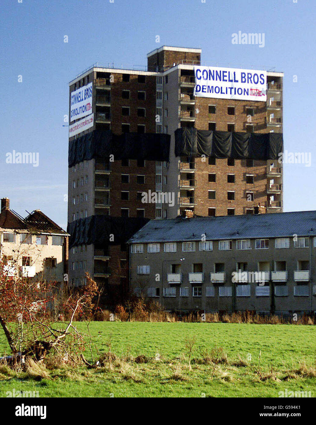 A 15storey block of flats just before demolition in Liverpool. Six