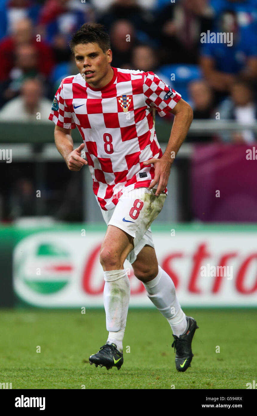 Soccer - UEFA Euro 2012 - Group C - Italy v Croatia - Stadium Poznan. Croatia's Ognjen Vukojevic Stock Photo