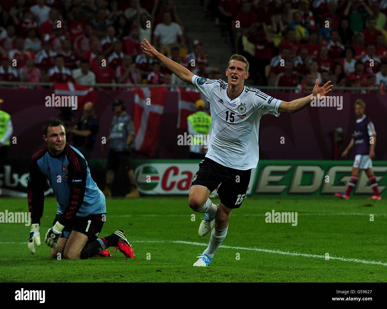 Germanys lars bender right celebrates scoring his teams second goal hi ...