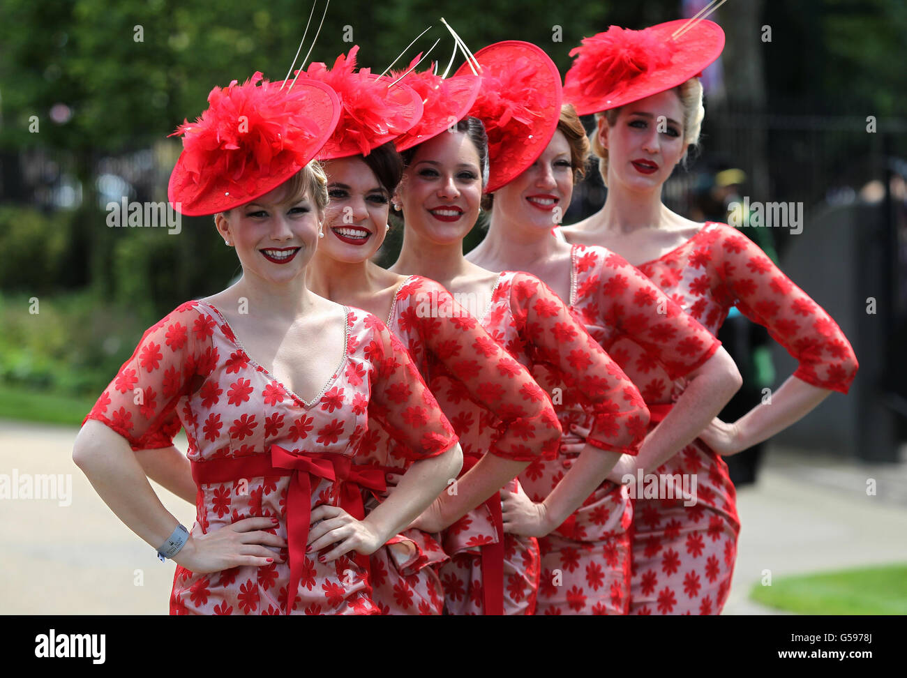 Horse Racing - The Royal Ascot Meeting 2012 - Day One - Ascot Racecourse. Racegoers attend the first day of Royal Ascot 2012 at Ascot Racecourse, Berkshire. Stock Photo