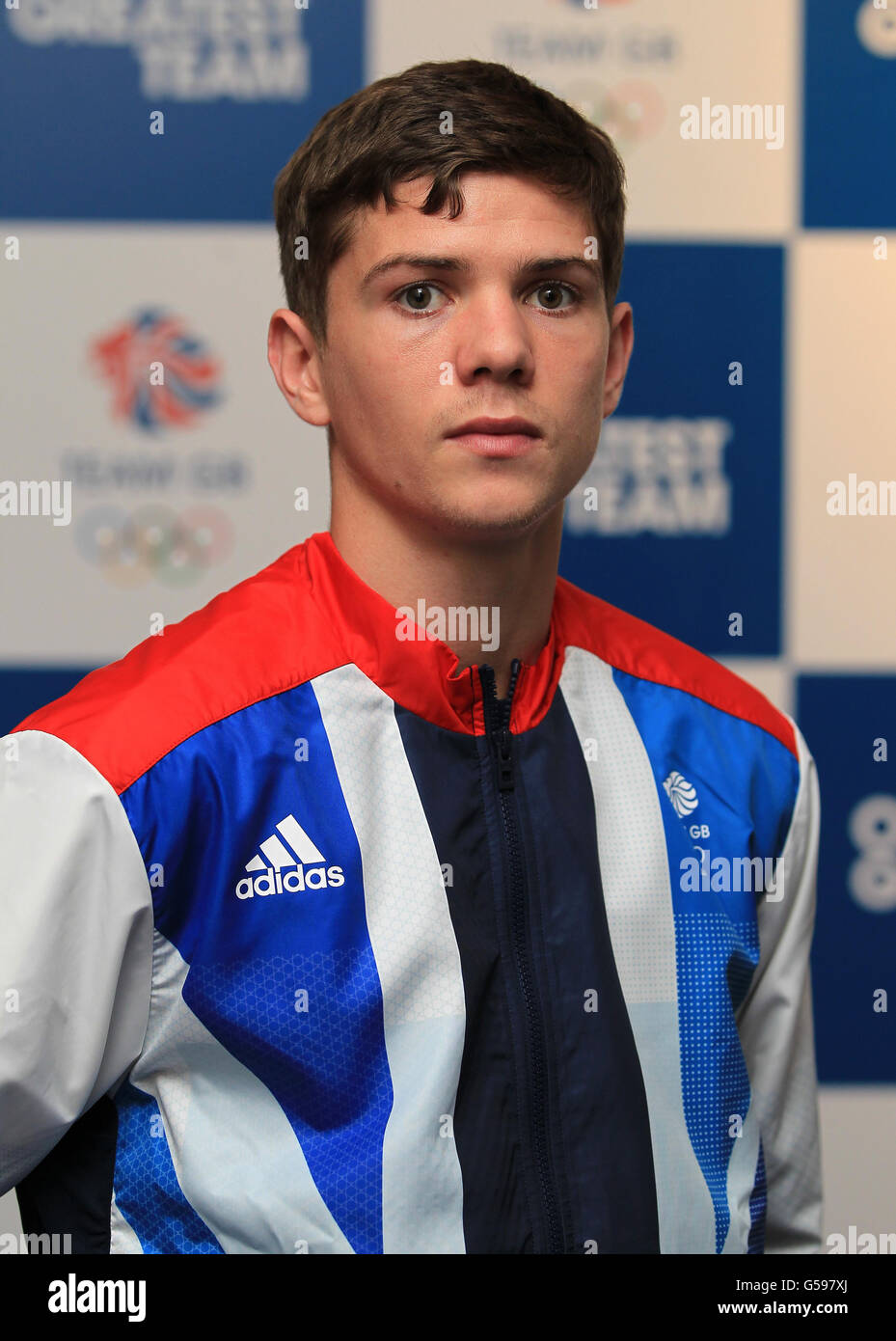 Luke Campbell during the London 2012 kitting out session at Loughborough University, Loughborough. Stock Photo