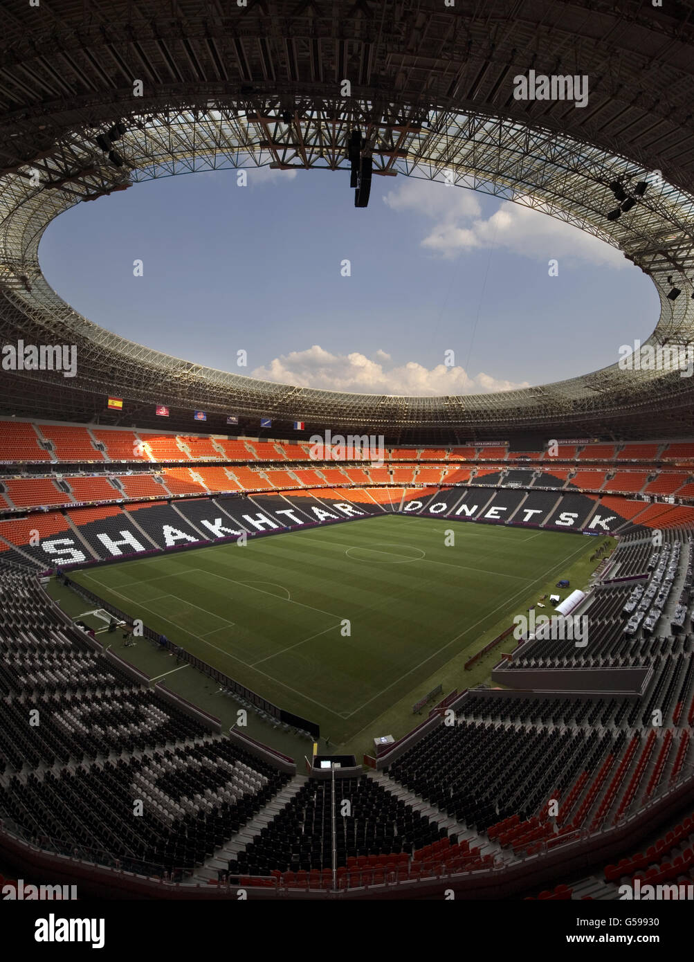 General view of the Donbass Arena, home to Shakhtar Donetsk, Ukraine . Stock Photo