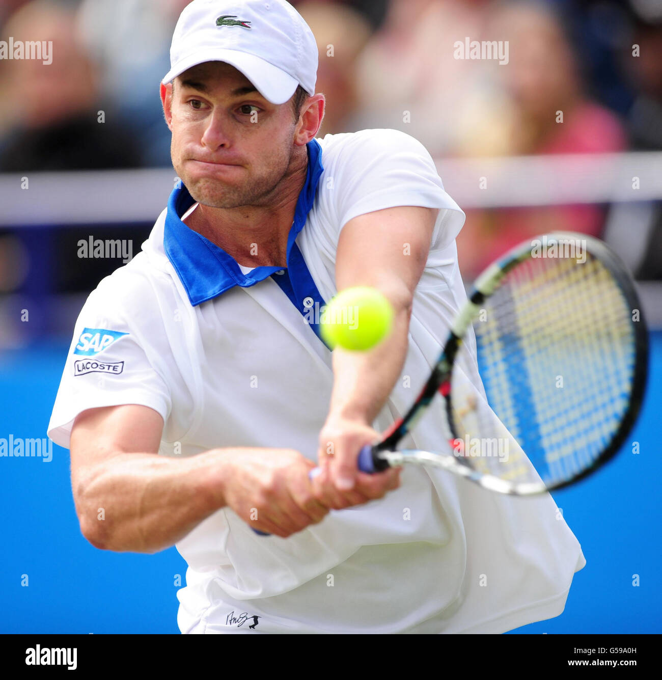 USA's Andy Roddick on his way to defeating Italy's Andreas Seppi during day six of the AEGON International at Devonshire Park, Eastbourne. Stock Photo