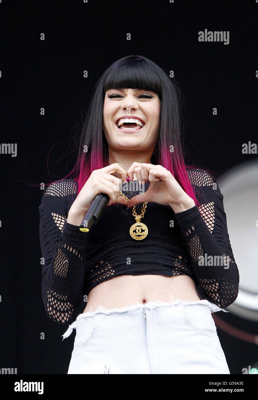 Jessie J performs on the Main Stage at the Isle of Wight Festival Stock