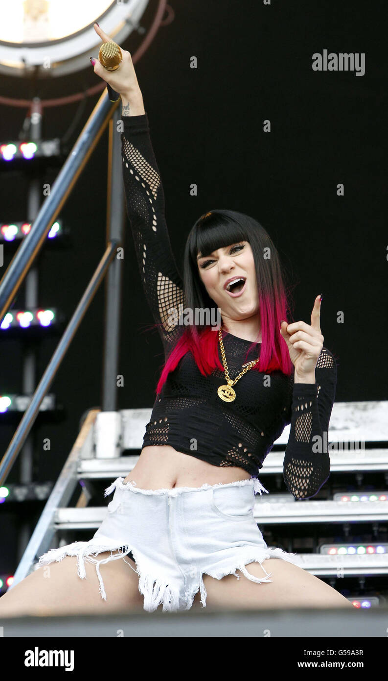 Jessie J performs on the Main Stage at the Isle of Wight Festival Stock