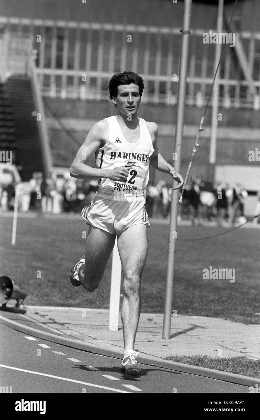 Athletics - Southern Counties Amateur Athletics Association Competition - Crystal Palace. Sebastian Coe during the 1500 metres final which he won in a time of 3 mins 43.11 sec. Stock Photo