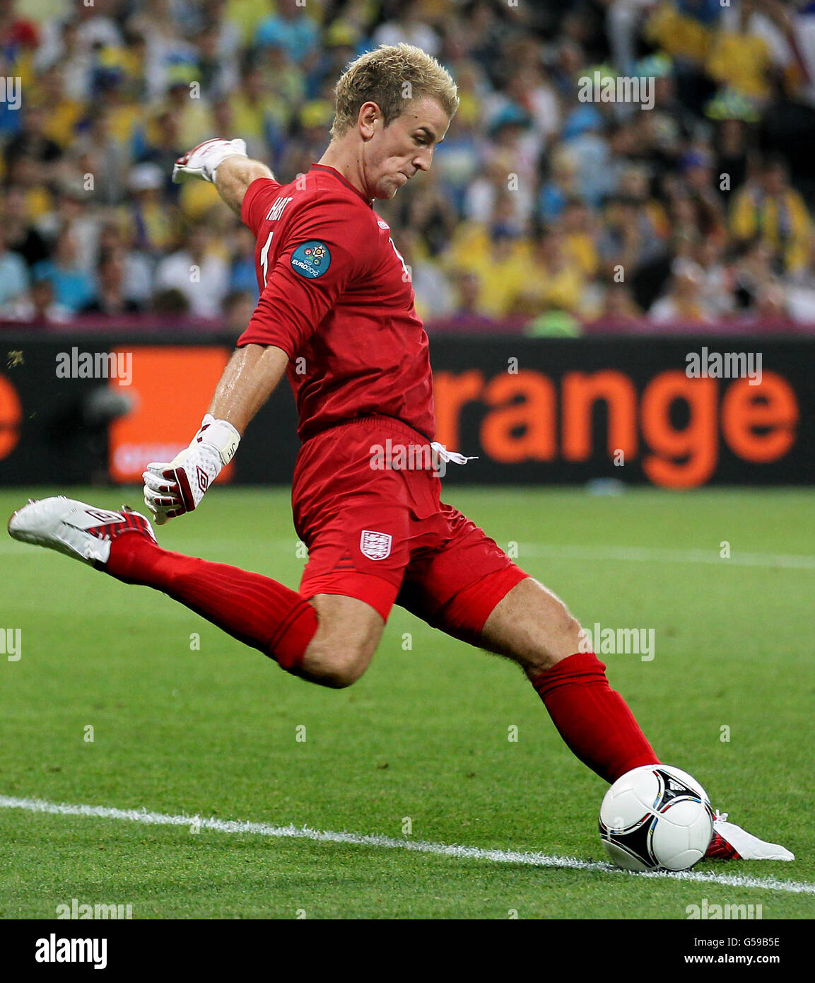 Soccer - UEFA Euro 2012 - Group D - England v Ukraine - Donbass Arena. England goalkeeper Joe Hart Stock Photo