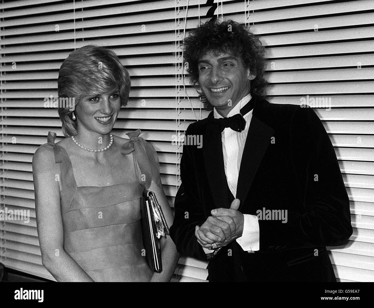 The Princess of Wales meets American singer-songwriter Barry Manilow, after his charity concert at the Royal Albert Hall, in London. Stock Photo