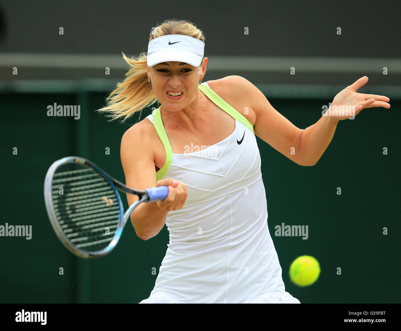Russia's Maria Sharapova in action against Germany's Sabine Lisicki ...