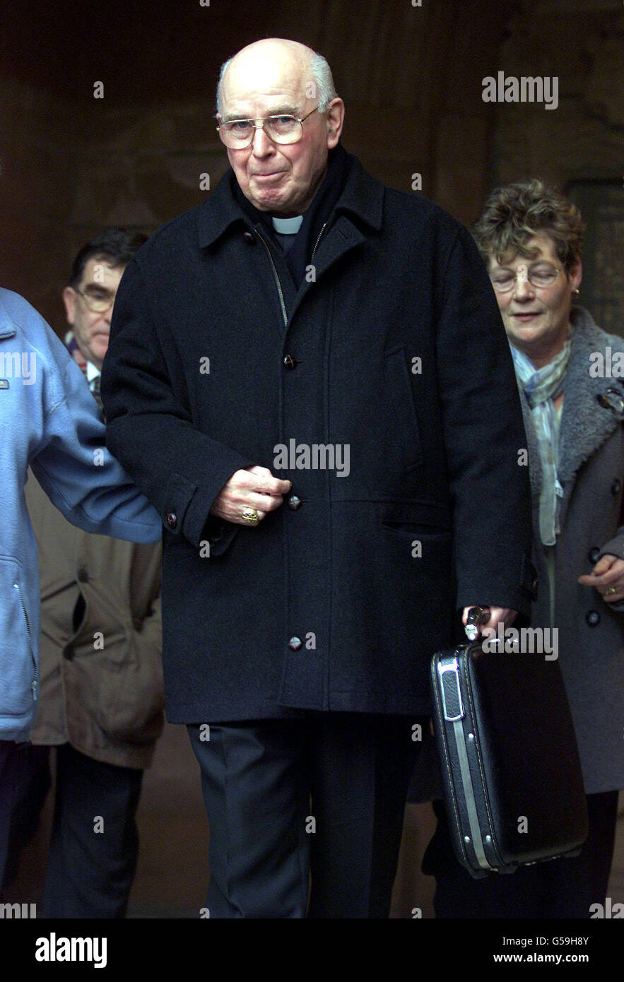 Former Bishop of Derry, Dr Edward Daly leaving the Bloody Sunday inquiry in Londonderry, where he give evidence into the 1972 shootings by British Paratroopers which left 13 people dead. Stock Photo