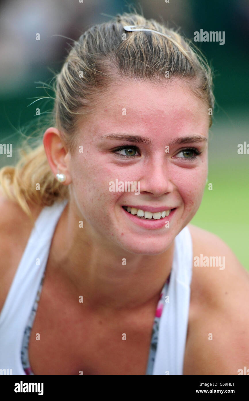 Tennis - 2012 Wimbledon Championships - Day Three - The All England Lawn Tennis and Croquet Club. Camila Georgi, Italy Stock Photo