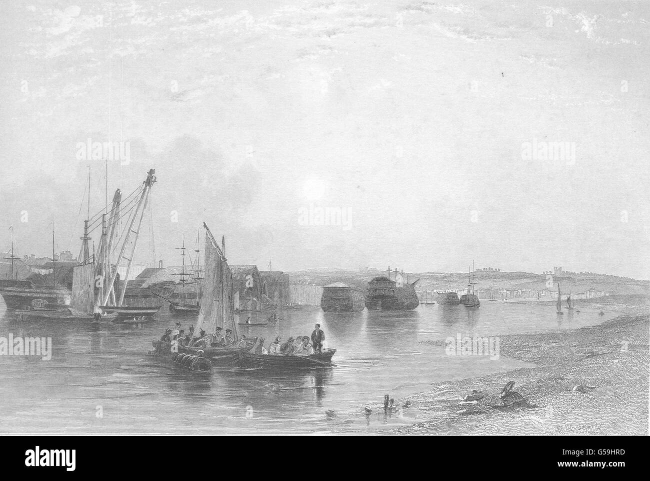 KENT: Chatham Royal Dockyard. (Finden), antique print 1842 Stock Photo