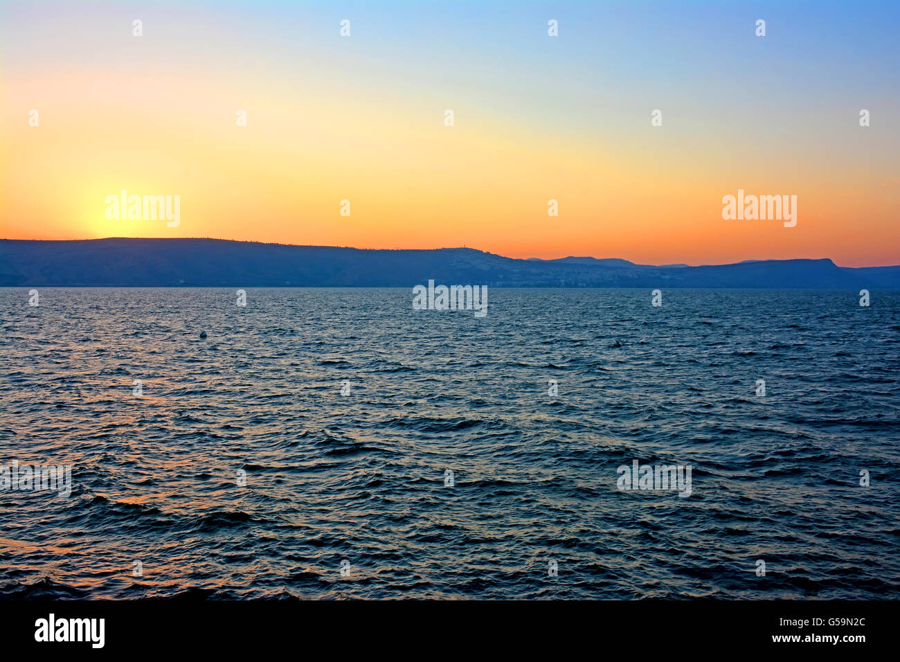 Sea of Galilee sunset , Israel Stock Photo